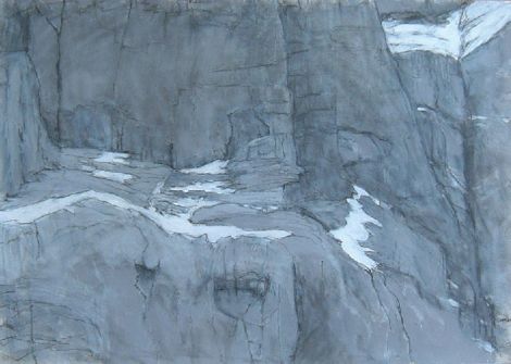 スイスアルプス、ヴェッターホルンの岩壁（鉛筆）